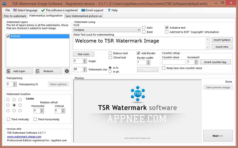 TSR WATERMARK IMAGE – SIMPLE AND QUICK TEXT/IMAGE WATERMARK BATCH ADDER